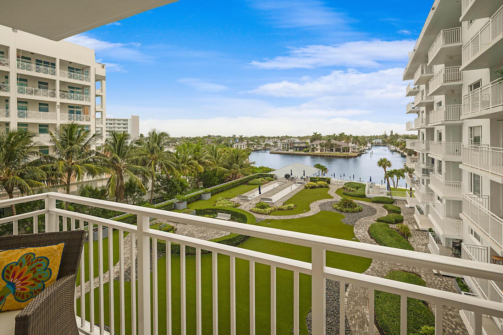 3114 S Ocean Boulevard #509, Highland Beach, FL 33487 - view from the balcony over the gardens and waterway