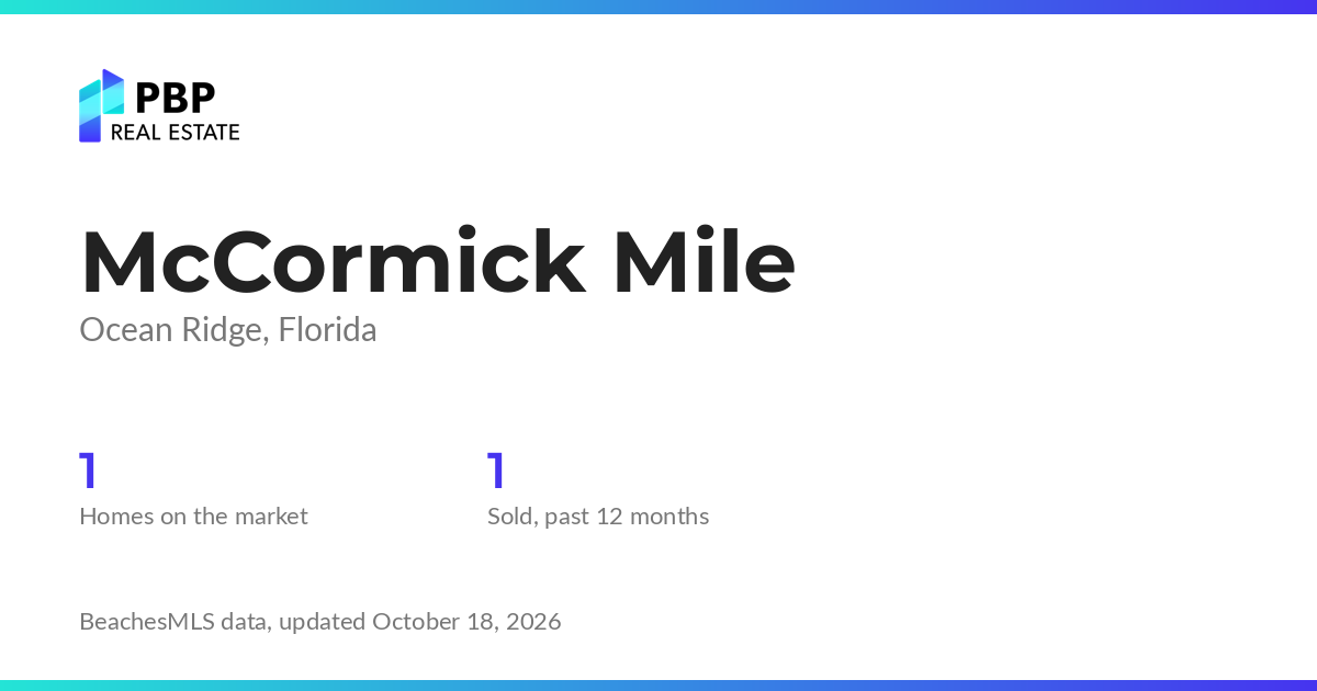 McCormick Mile housing market card from PBP Real Estate: homes on the market and median sale prices from BeachesMLS